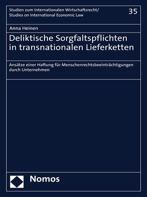 cover image of Deliktische Sorgfaltspflichten in transnationalen Lieferketten